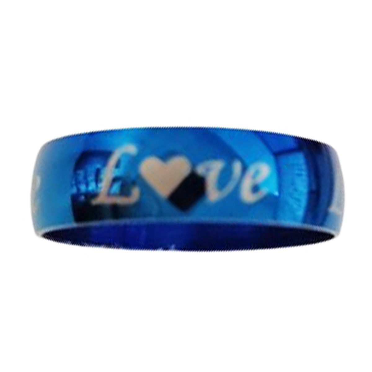 Bague acier \'Peaceful\' bleu (love) - 6 mm - [R8262]