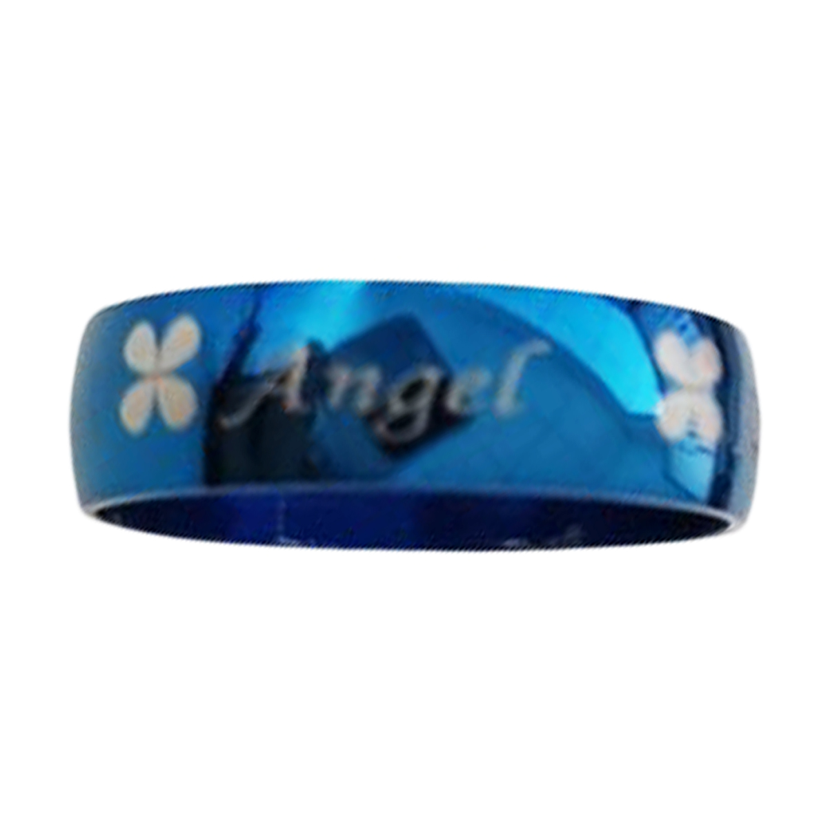 Bague acier \'Peaceful\' bleu (angel) - 6 mm - [R8266]