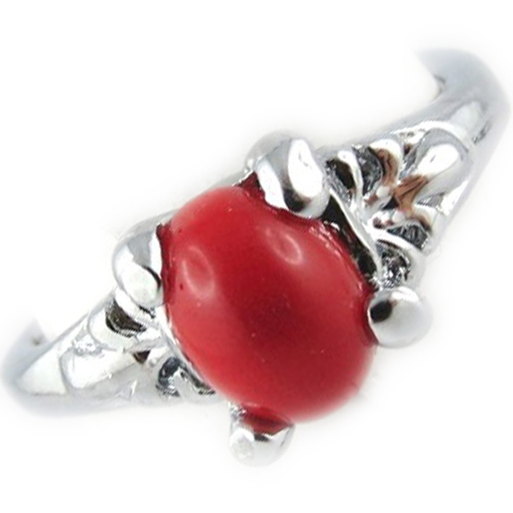 Bague \'Scarlett\' rouge argenté - 8x6 mm - [R8276]