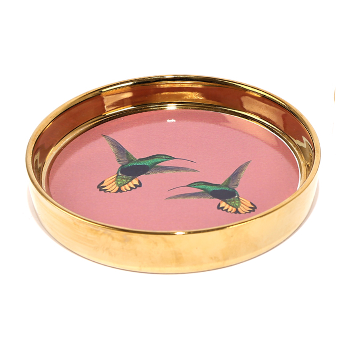 Coupelle vide poches céramique \'Colibris\' rose doré - 13 cm - [R8292]