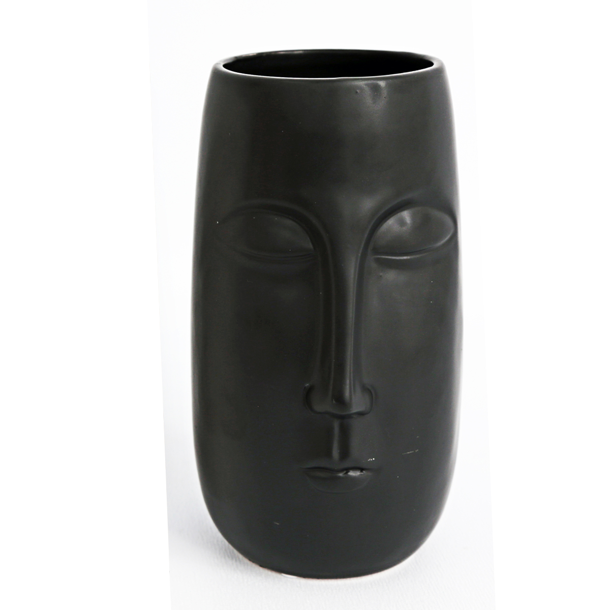 Vase céramique \'Arty\' noir (visage) - 20x12 cm - [R8337]
