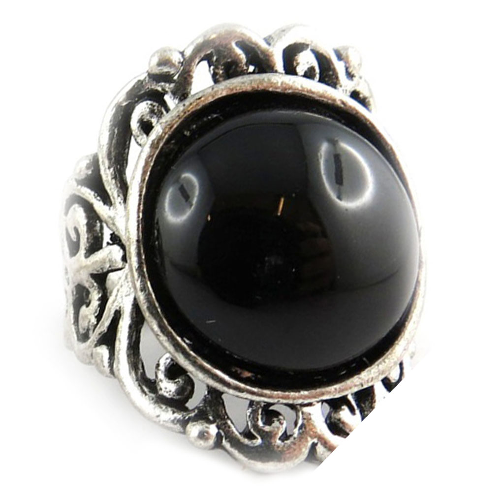 Bague ethnique \'Mineralia\' noir- 25x25 mm - [R8419]