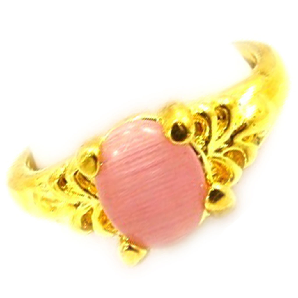 Bague \'Scarlett\' rose doré - 8x6 mm - [R8426]