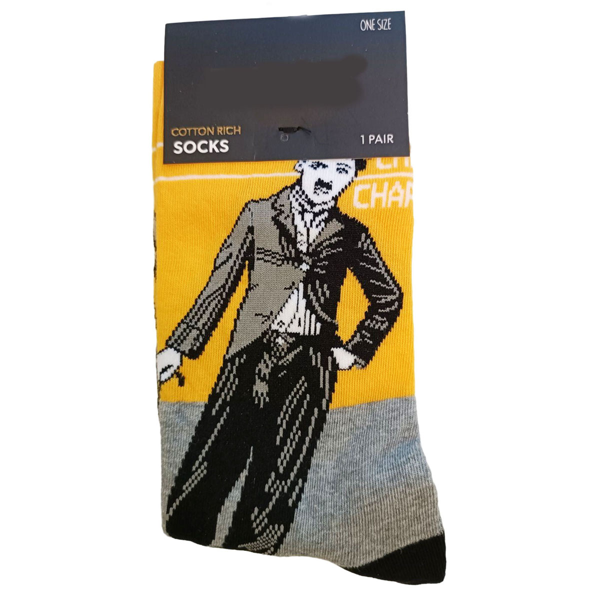 Chaussettes coton \'Chaplin\' jaune gris - taille unique - [R8461]