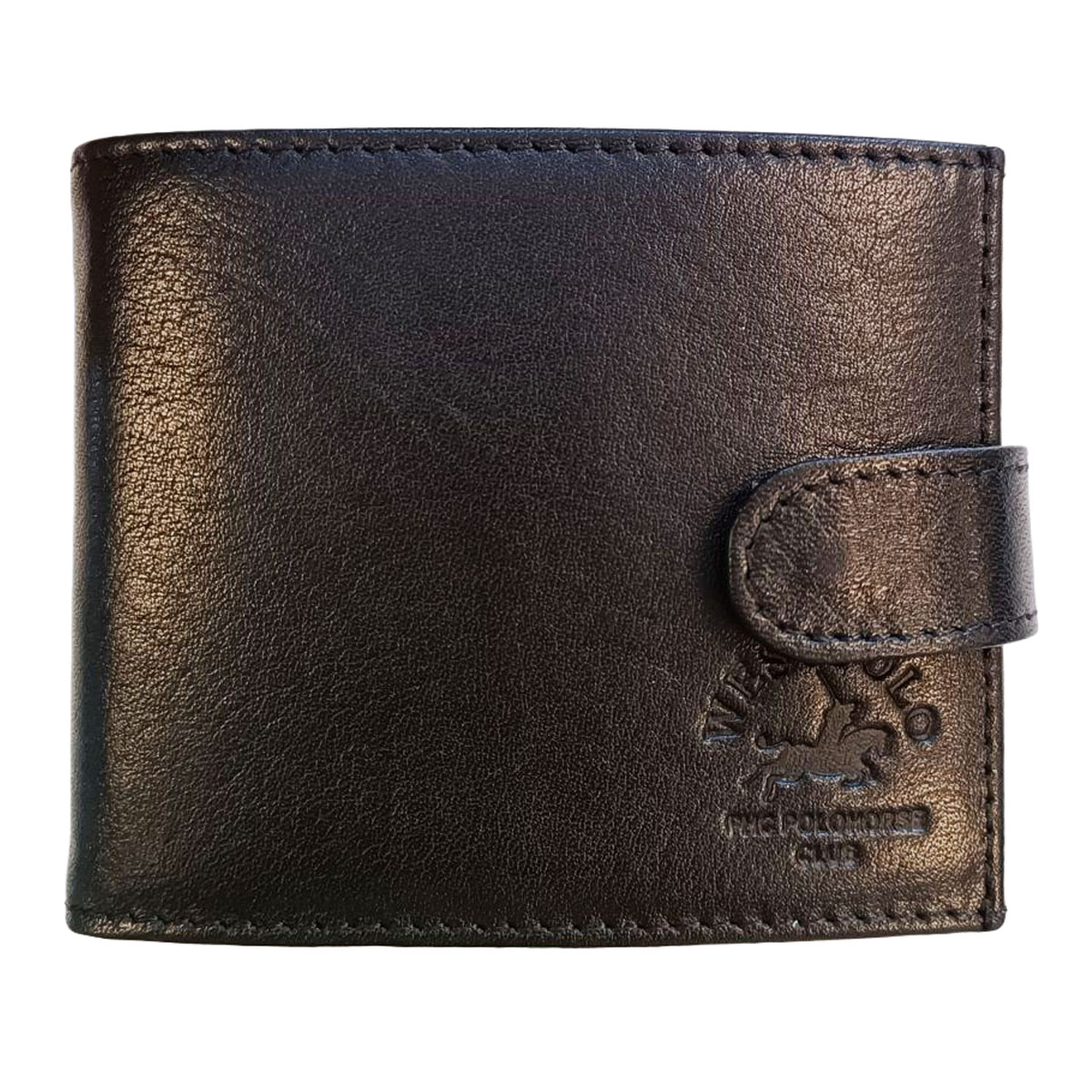 Portefeuille italien cuir \'WestPolo\' noir - 11x9x3 cm (11 cartes) - [R8483]