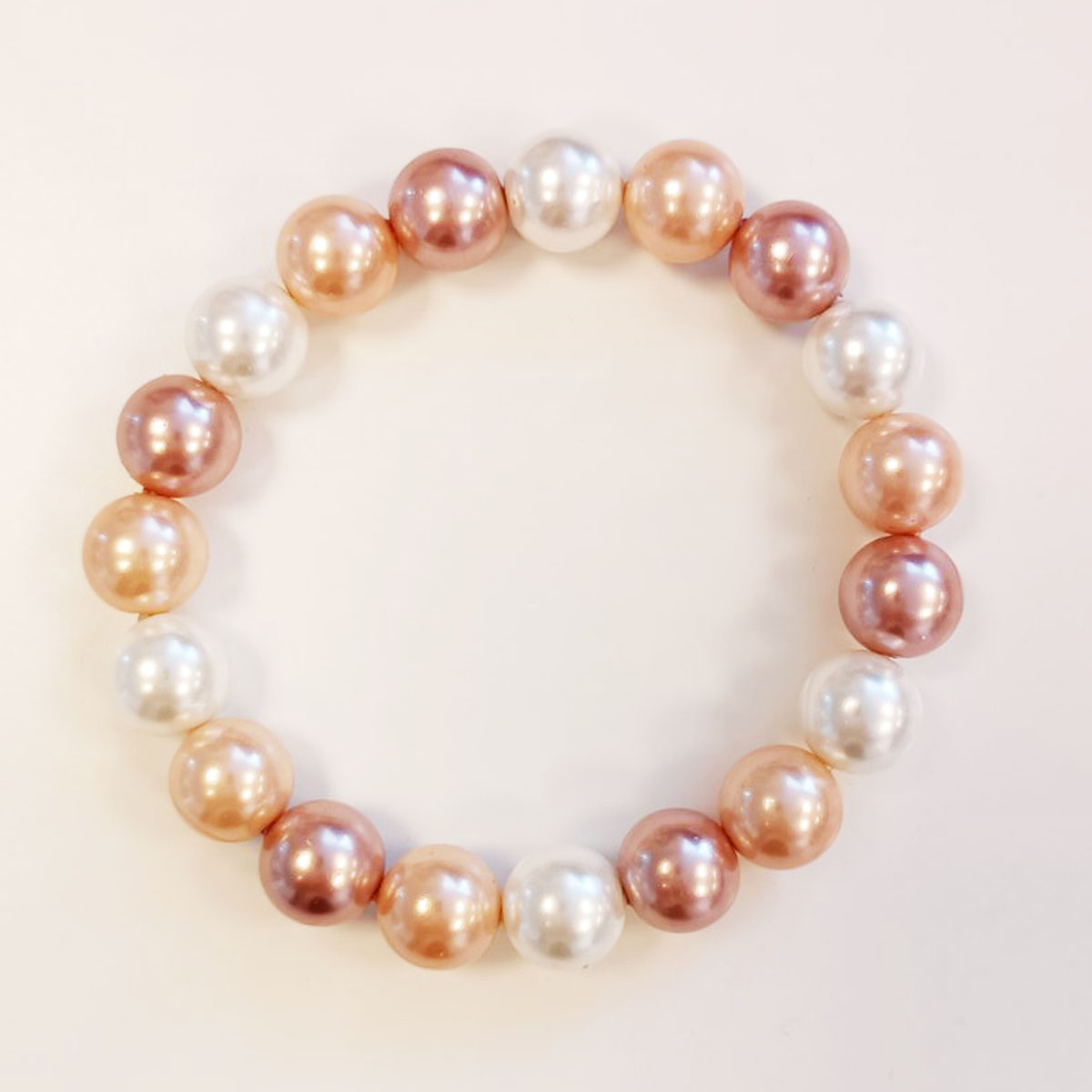 Bracelet de perles \'Perla\' rose - 10 mm - [R8488]