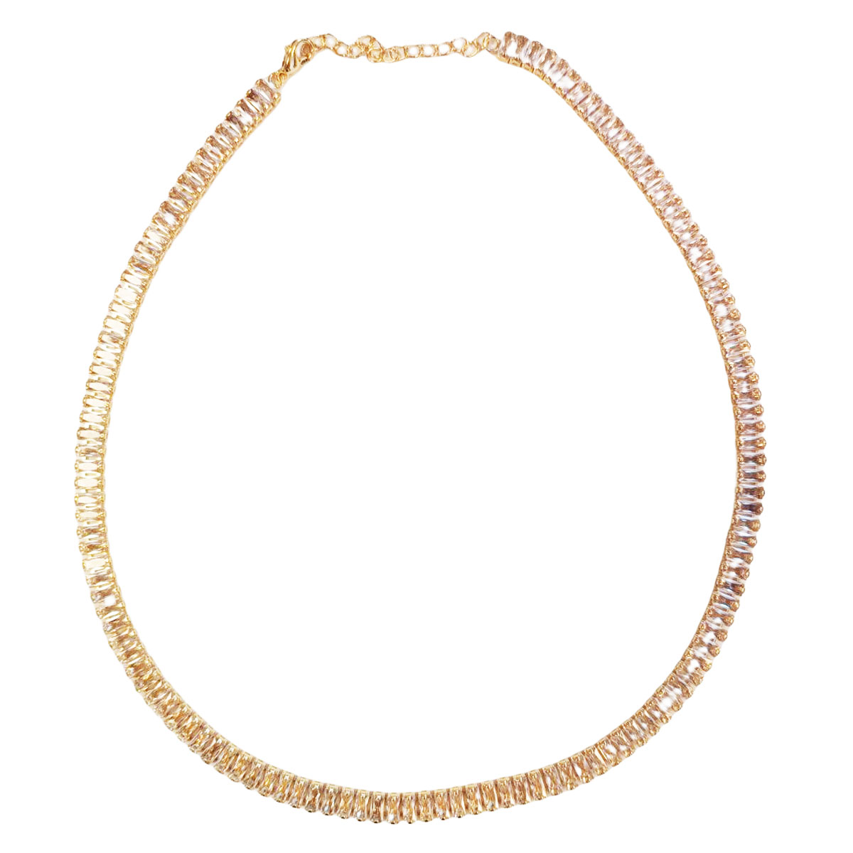 Collier Créateur \'Sissi\' blanc doré (rivière de cristal) - 6 mm - [R8489]