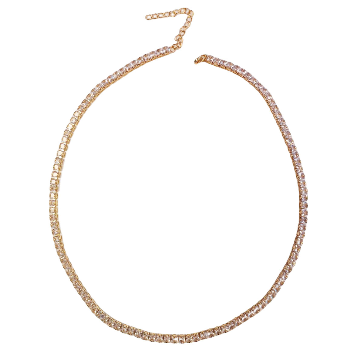 Collier Créateur \'Sissi\' blanc doré (rivière de cristal) - 4 mm - [R8490]