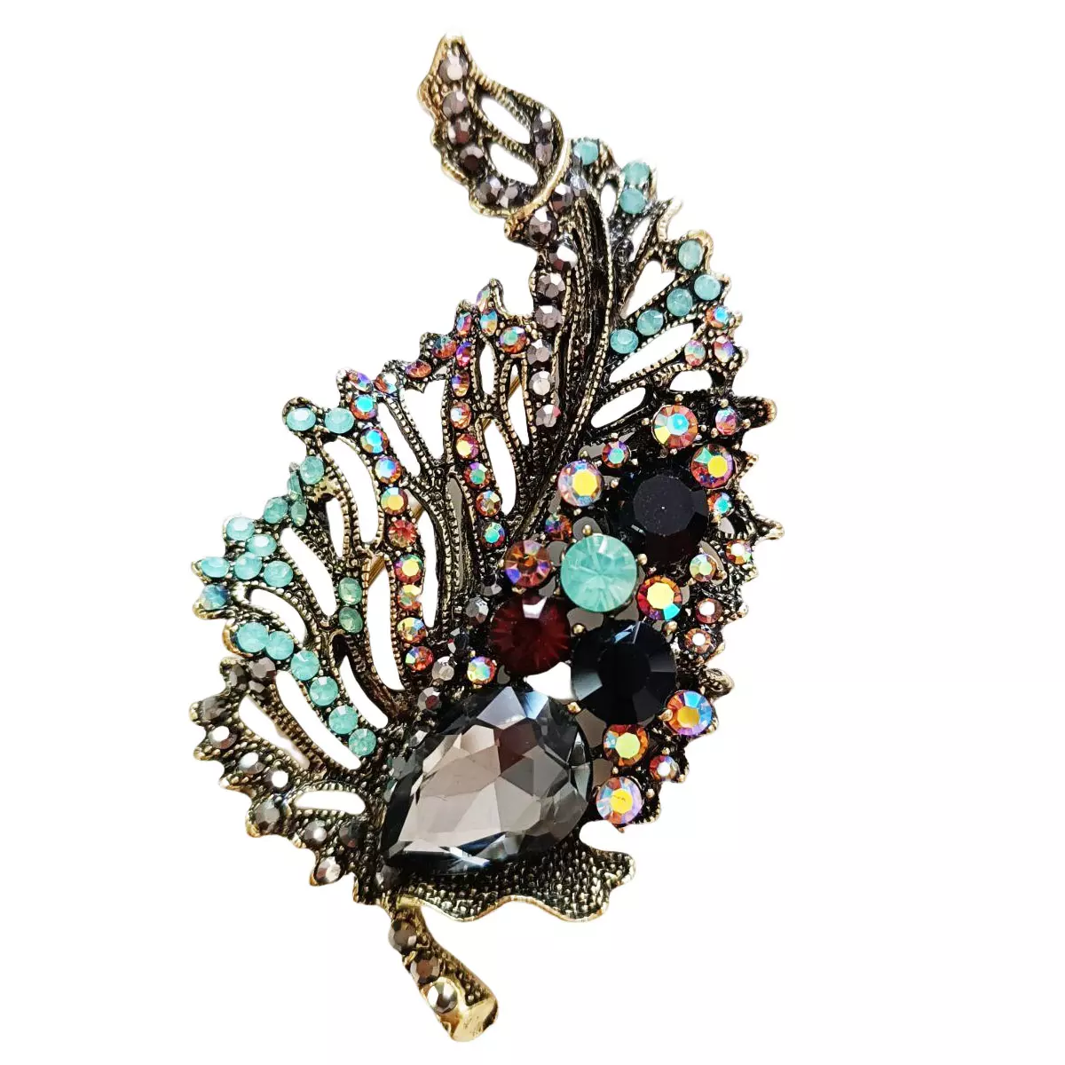 les trésors de lily Broche Créateur 'Sissi' marron (feuille) 75x40 mm [R8511]