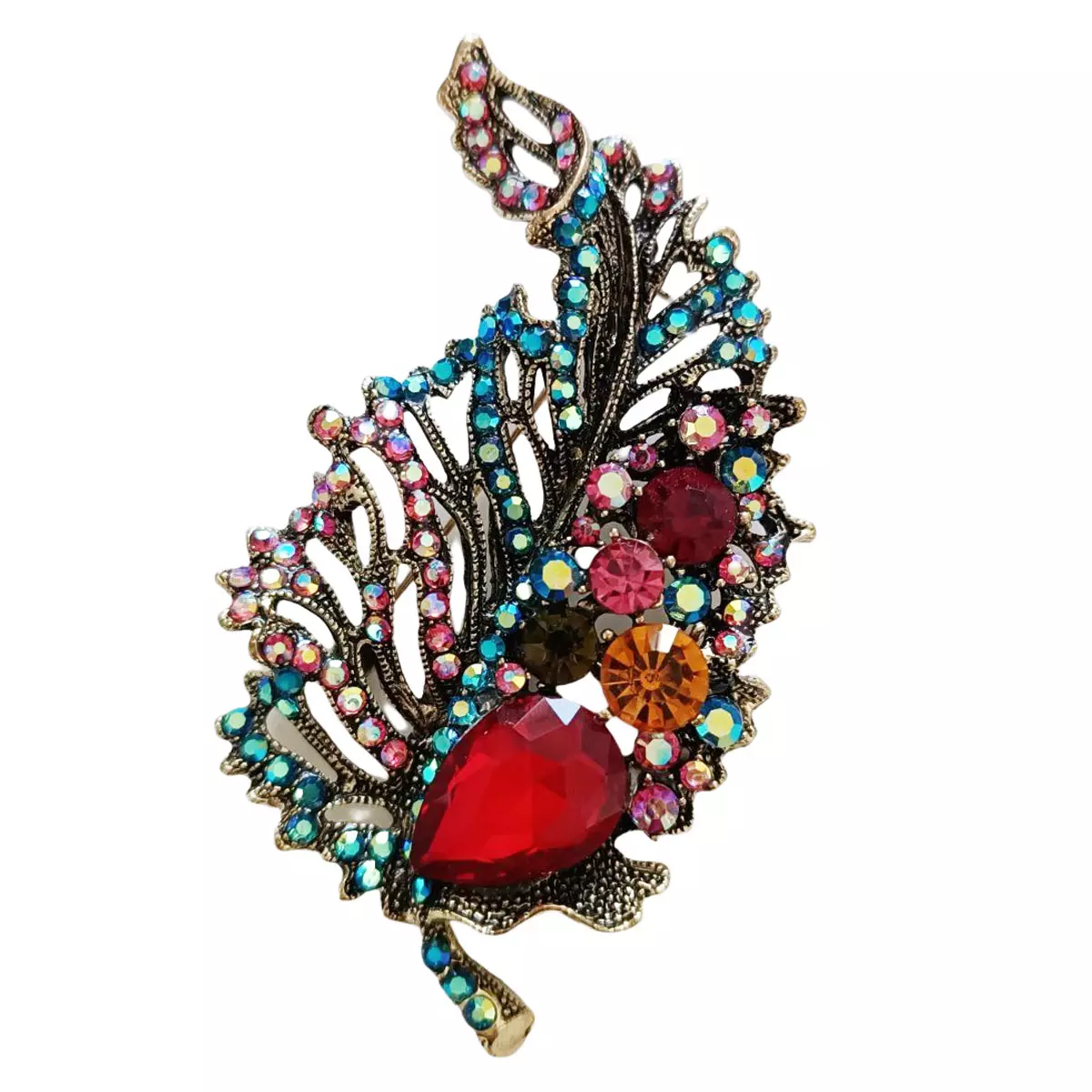 les trésors de lily Broche Créateur 'Sissi' multicolore (feuille) 75x40 mm [R8512]