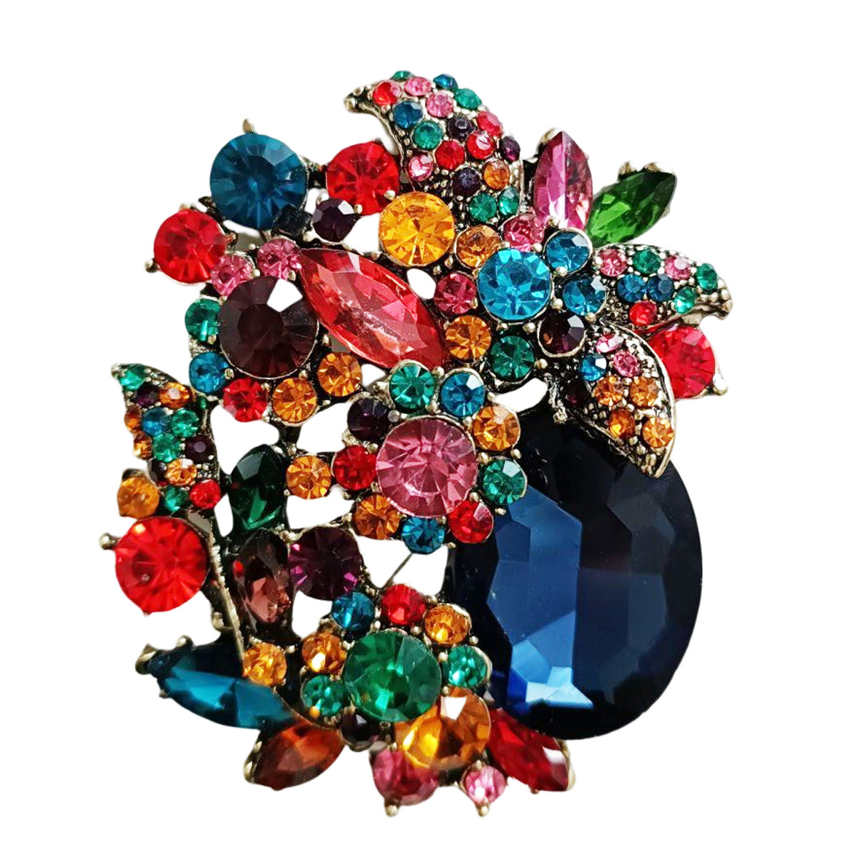 Broche Créateur \'Sissi\' multicolore - 60x50 mm - [R8514]