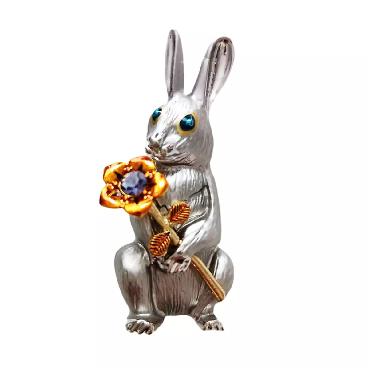 les trésors de lily Broche Créateur 'Lapin' gris argenté 50x20 mm [R8521]