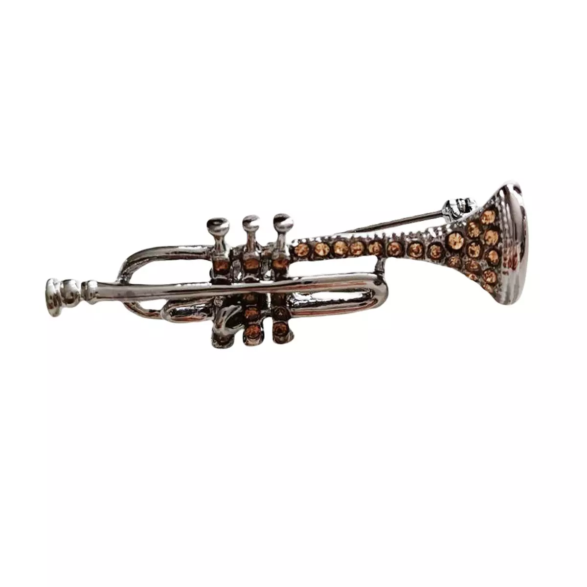 les trésors de lily Broche Créateur 'Trompette' ambre argenté 45x15 mm [R8527]