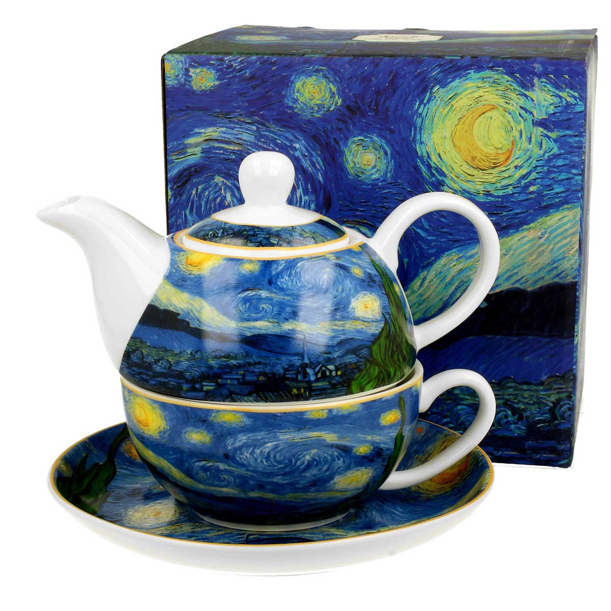 Solitaire porcelaine \'Vincent Van Gogh\' (Nuit Étoilée) - hauteur 13 cm - [R6661]