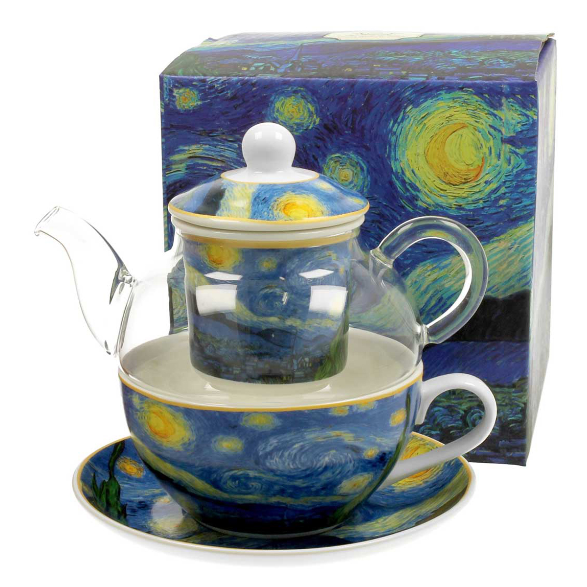 Solitaire porcelaine verre \'Vincent Van Gogh\' (Nuit Étoilée) - 300 ml - [R6662]