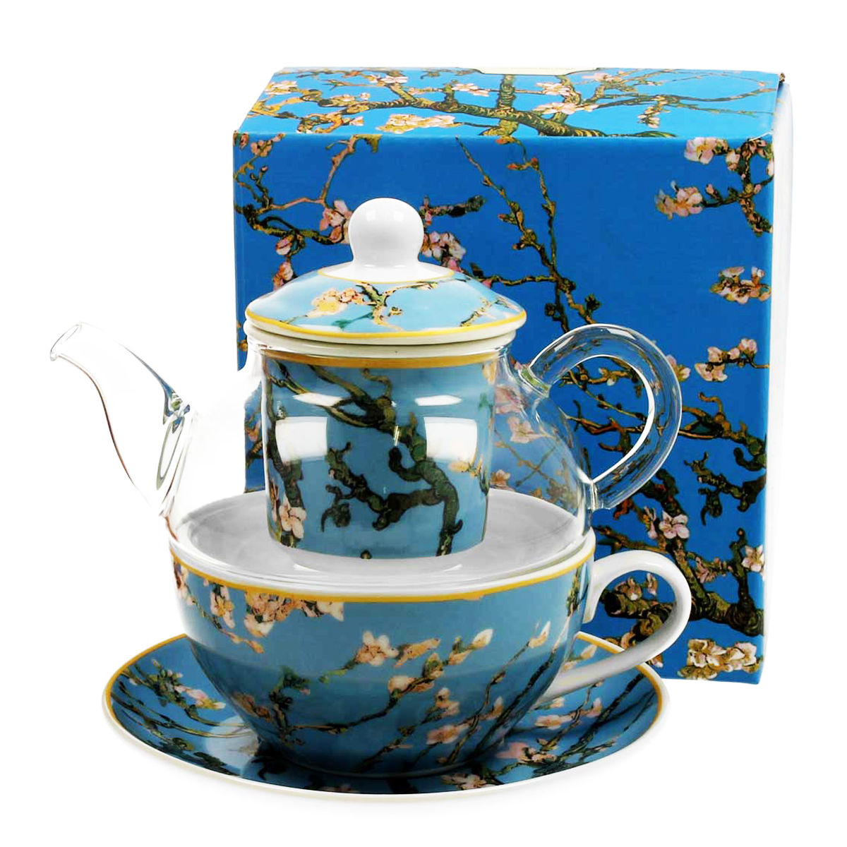 Solitaire porcelaine verre \'Vincent Van Gogh\' (Amandier en fleurs) - 300 ml - [R6669]