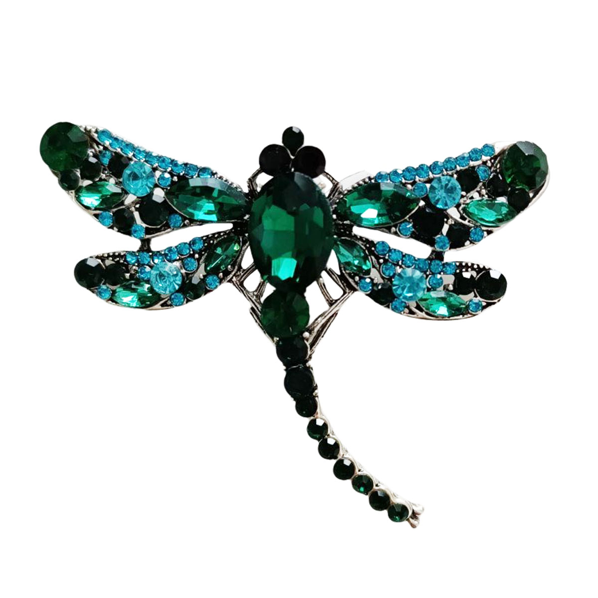 Broche Créateur \'Libellule\' vert argenté - 60x50 mm - [R8497]
