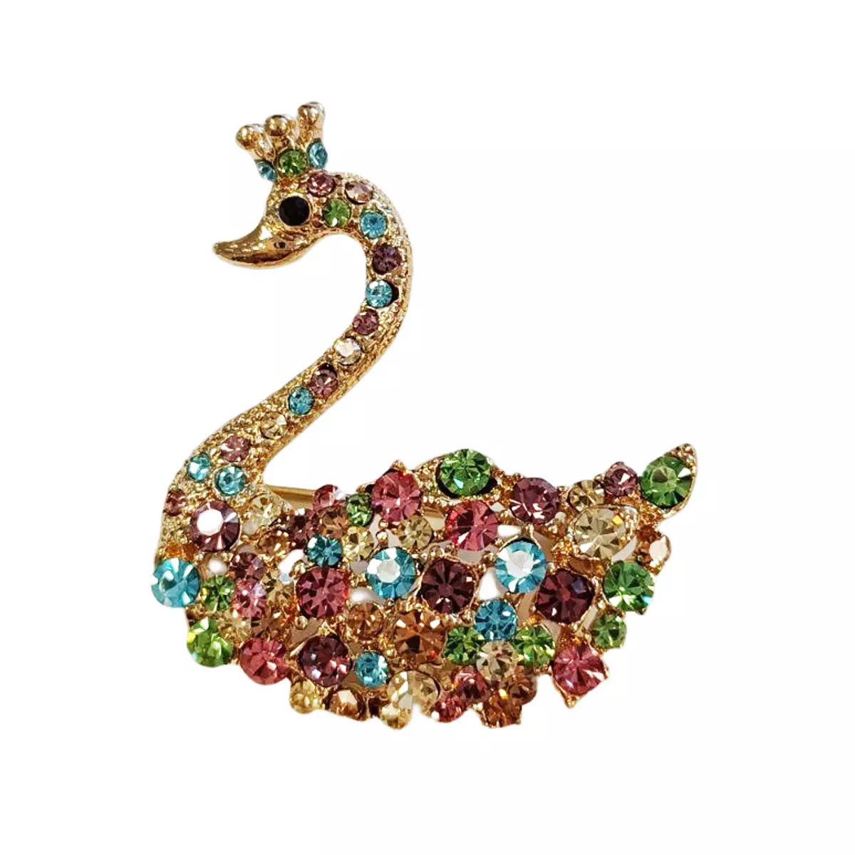 les trésors de lily Broche Créateur 'Cygne' multicolore 40x40 mm [R8532]