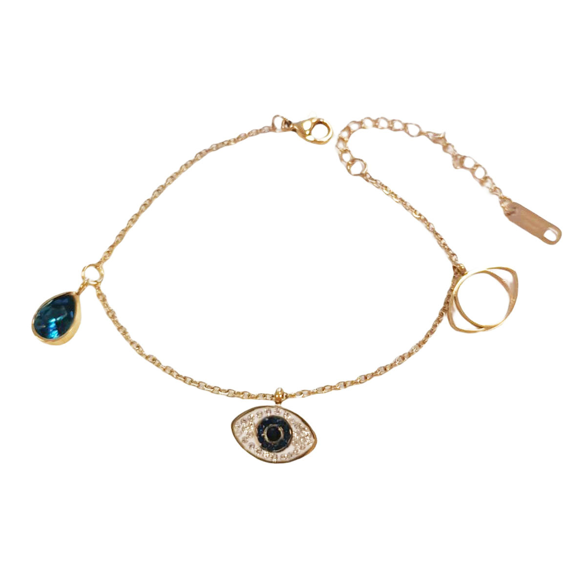 Bracelet Acier \'Fatma\' multicolore doré - 13x8 mm - [R8623]