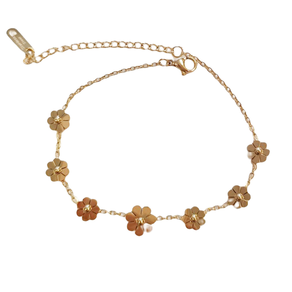 Bracelet créateur Acier \'Cléopatra\' doré - 10 mm (fleurs) - [R8625]