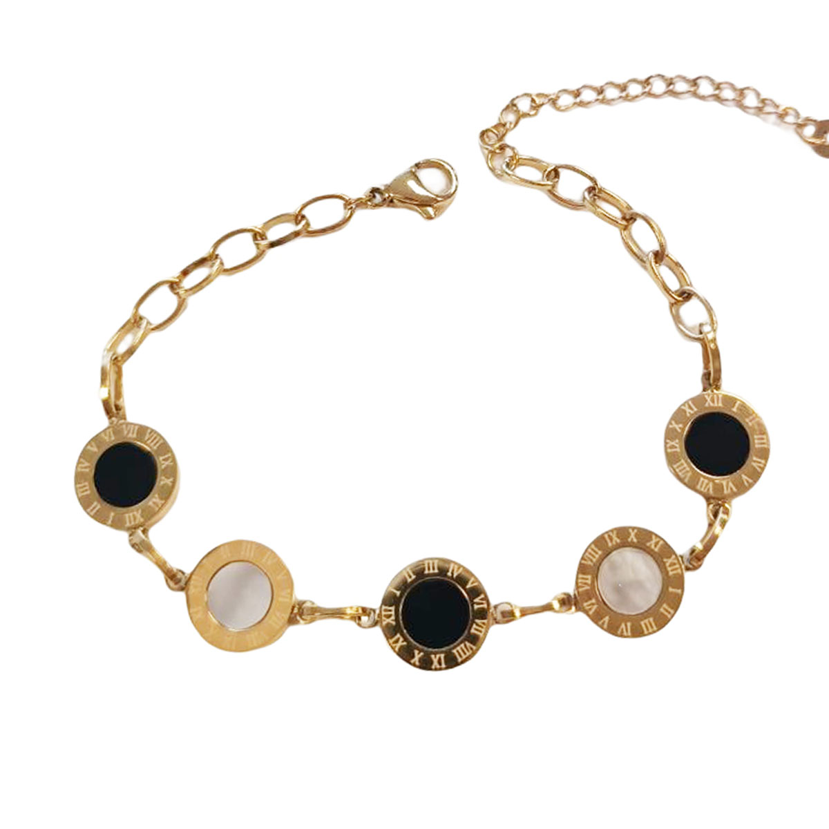 Bracelet créateur Acier \'Cléopatra\' noir doré - 10 mm - [R8626]