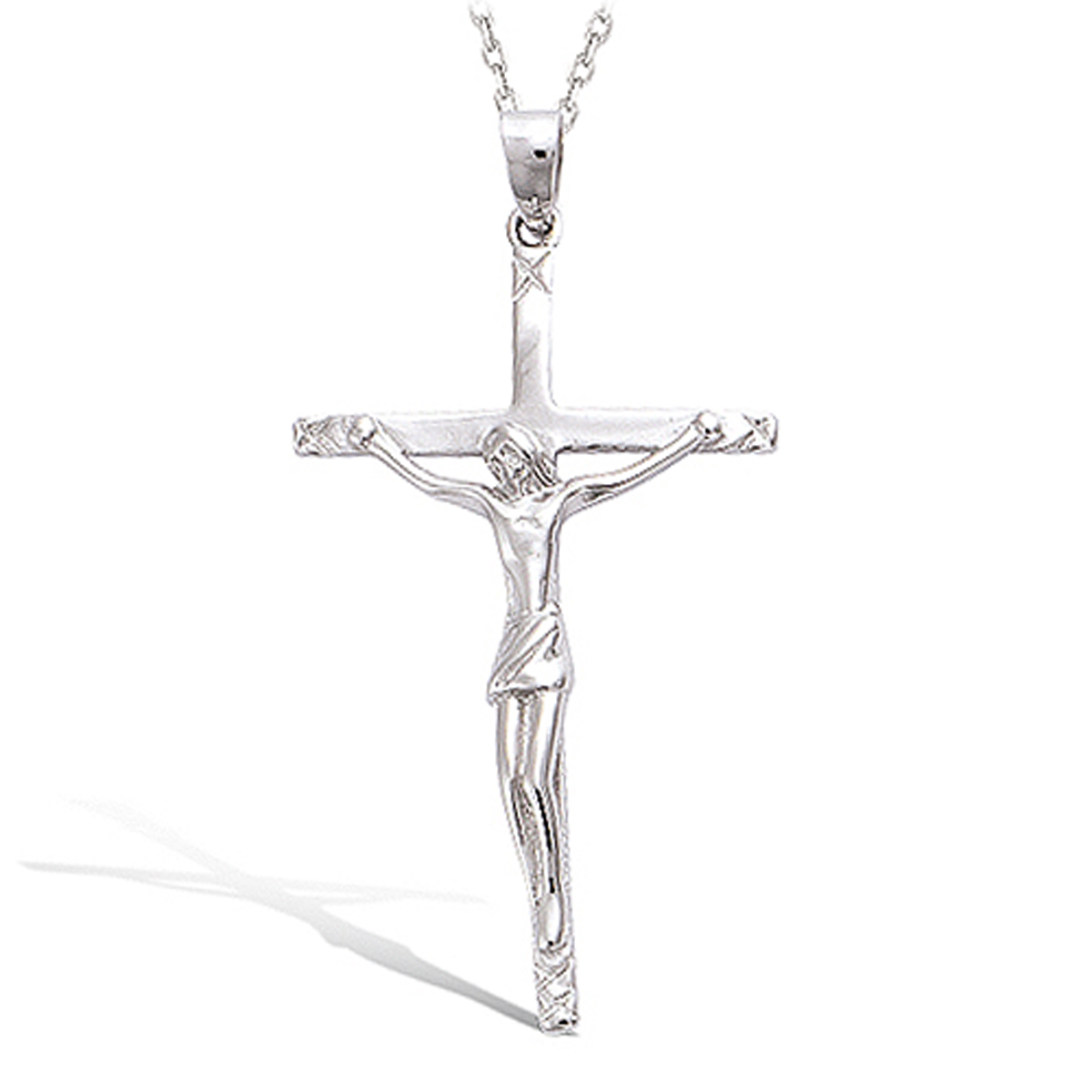 Pendentif Argent \'Crucifix\' argenté (rhodié) - 45x25 mm - [K9548]