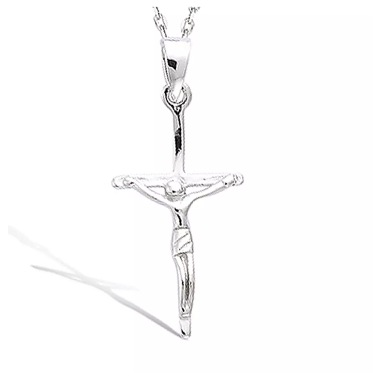 les trésors de lily Pendentif Argent 'Crucifix' argenté (rhodié) 28x14 mm [K9549]