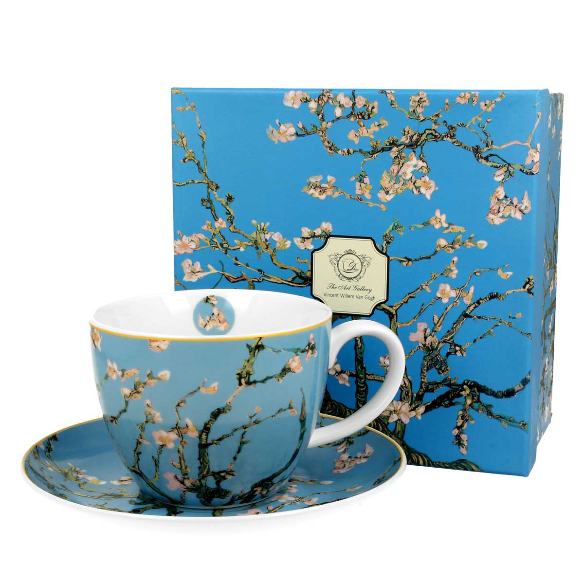 Déjeuner tasse porcelaine \'Vincent Van Gogh\' (Amandier en fleurs) - 10x8 cm (470 ml) - [R6667]