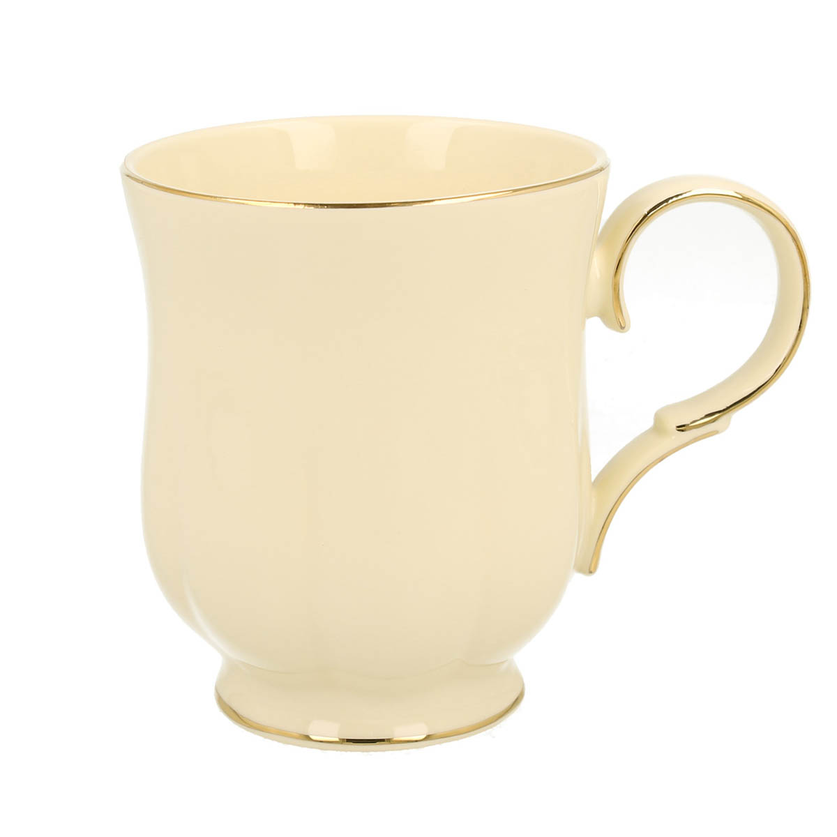 Mug porcelaine \'Papillons Enchantés\' beige doré - 11x9 cm (450 ml) - [R8687]