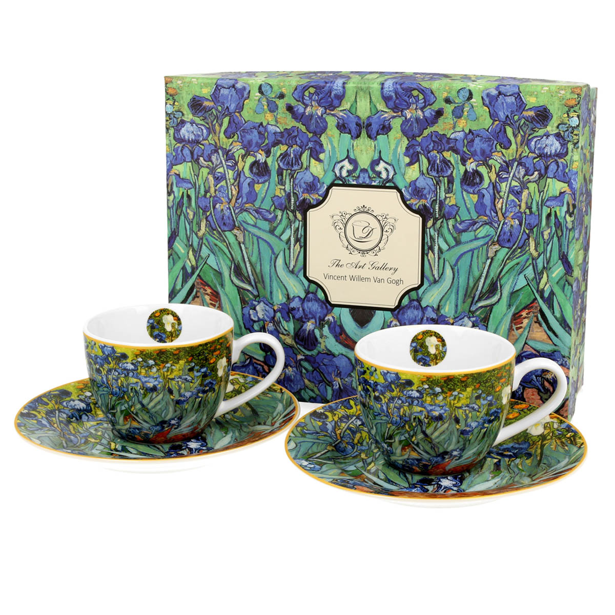 Set 2 tasses espresso porcelaine \'Vincent Van Gogh\' (Iris) - 65x50 mm (110 ml) - [R8707]