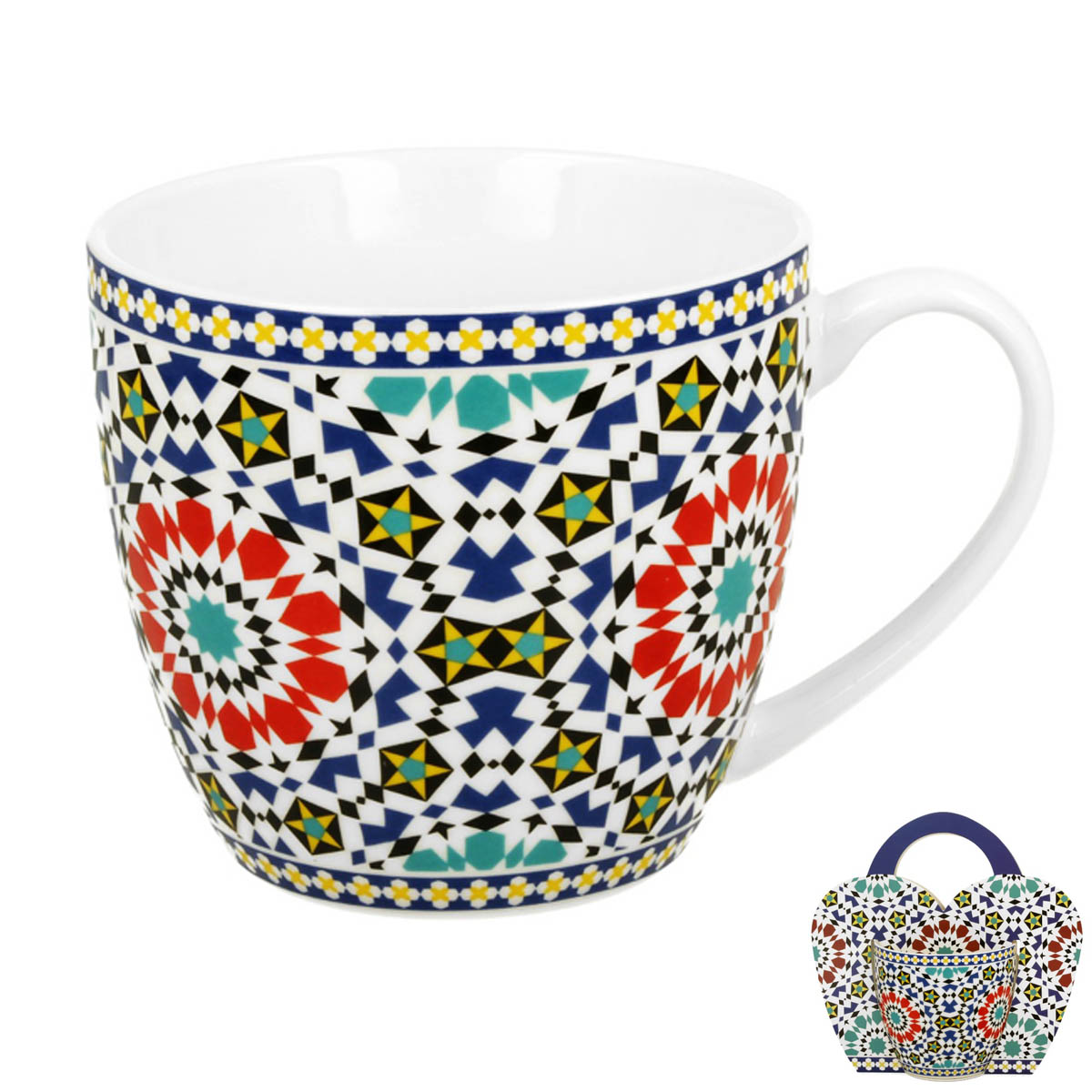Mug porcelaine \'Mosaïque\' multicolore - 95x100 mm (460 ml) - [R8733]