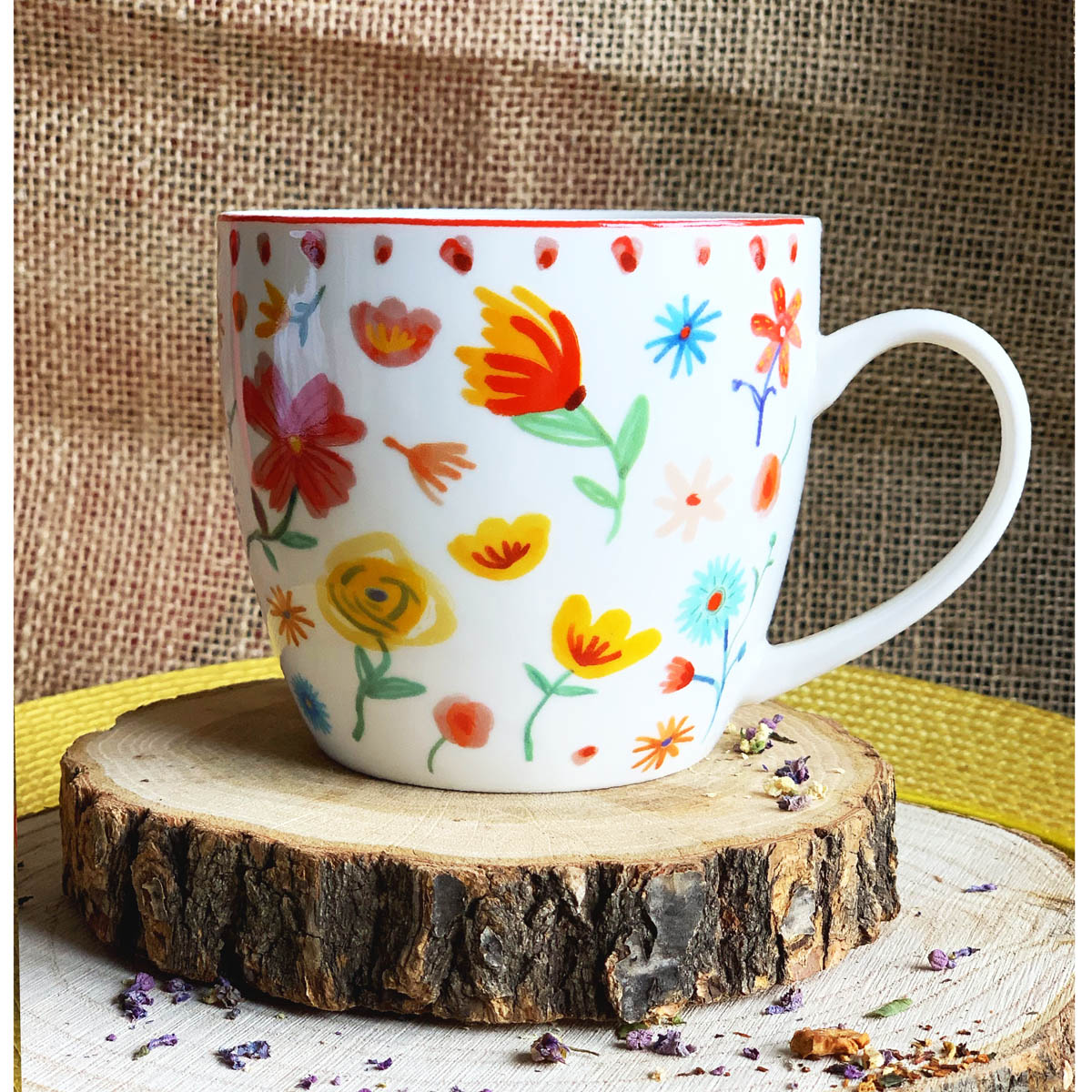 Mug porcelaine \'Jardin Botanique\' multicolore - 95x100 mm (460 ml) - [R8735]