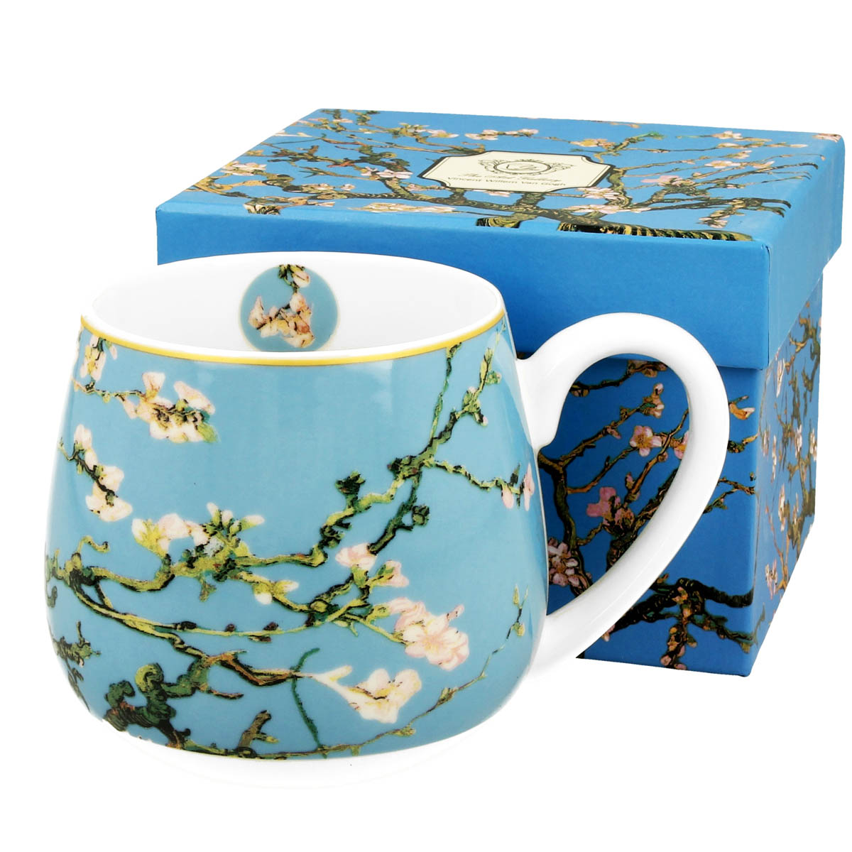 Mug tonneau porcelaine \'Vincent Van Gogh\' (Amandier en Fleurs) - 9x9 cm (430 ml) - [R8738]