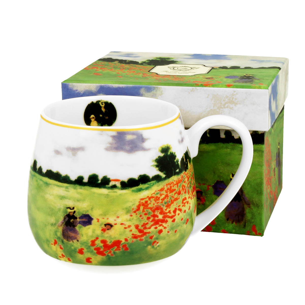 Mug tonneau porcelaine \'Claude Monet\' (Champ de Coquelicots) - 9x9 cm (430 ml) - [R8747]