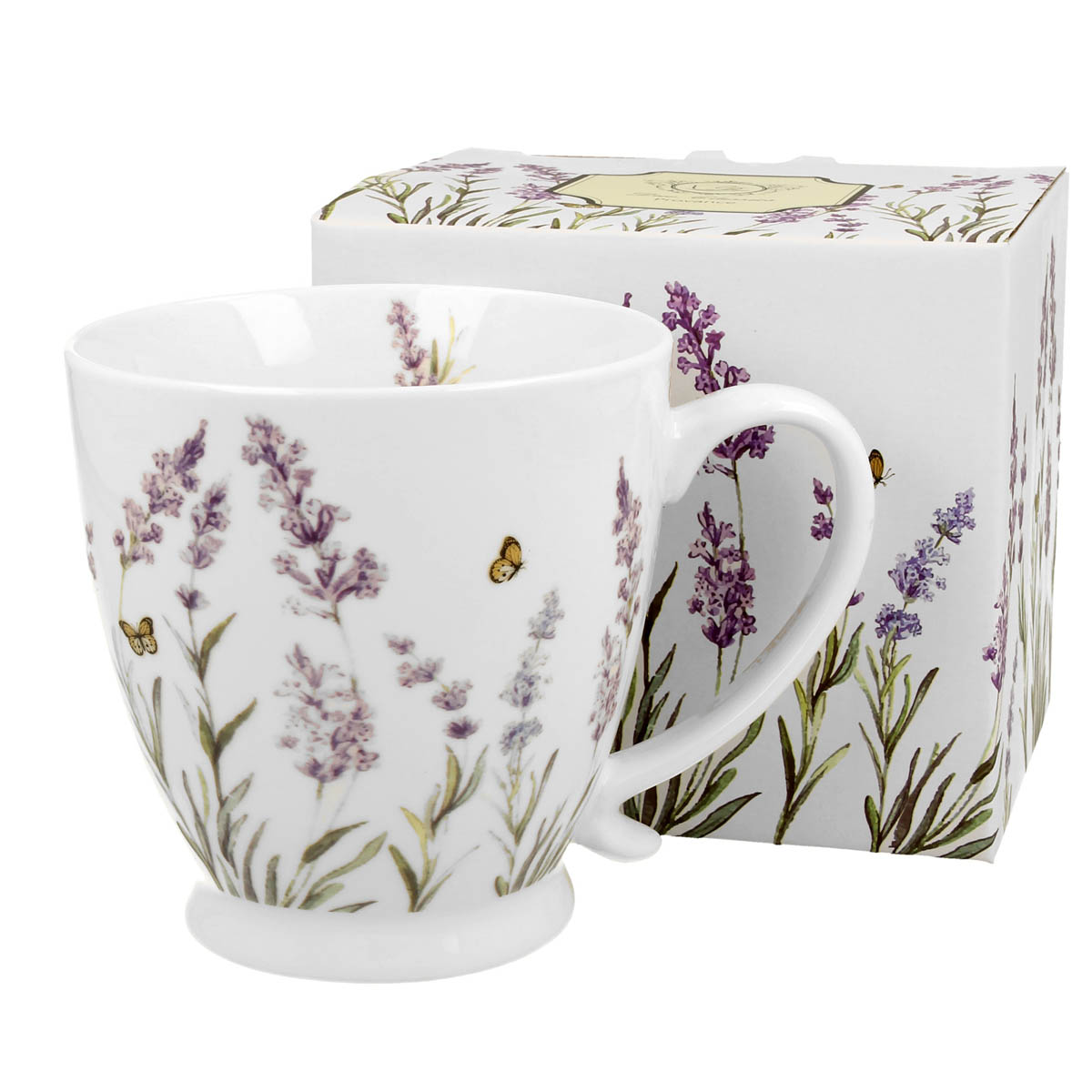 Mug jumbo porcelaine \'Lavande\' violet blanc - 11x10 cm (480 ml) - [R8774]