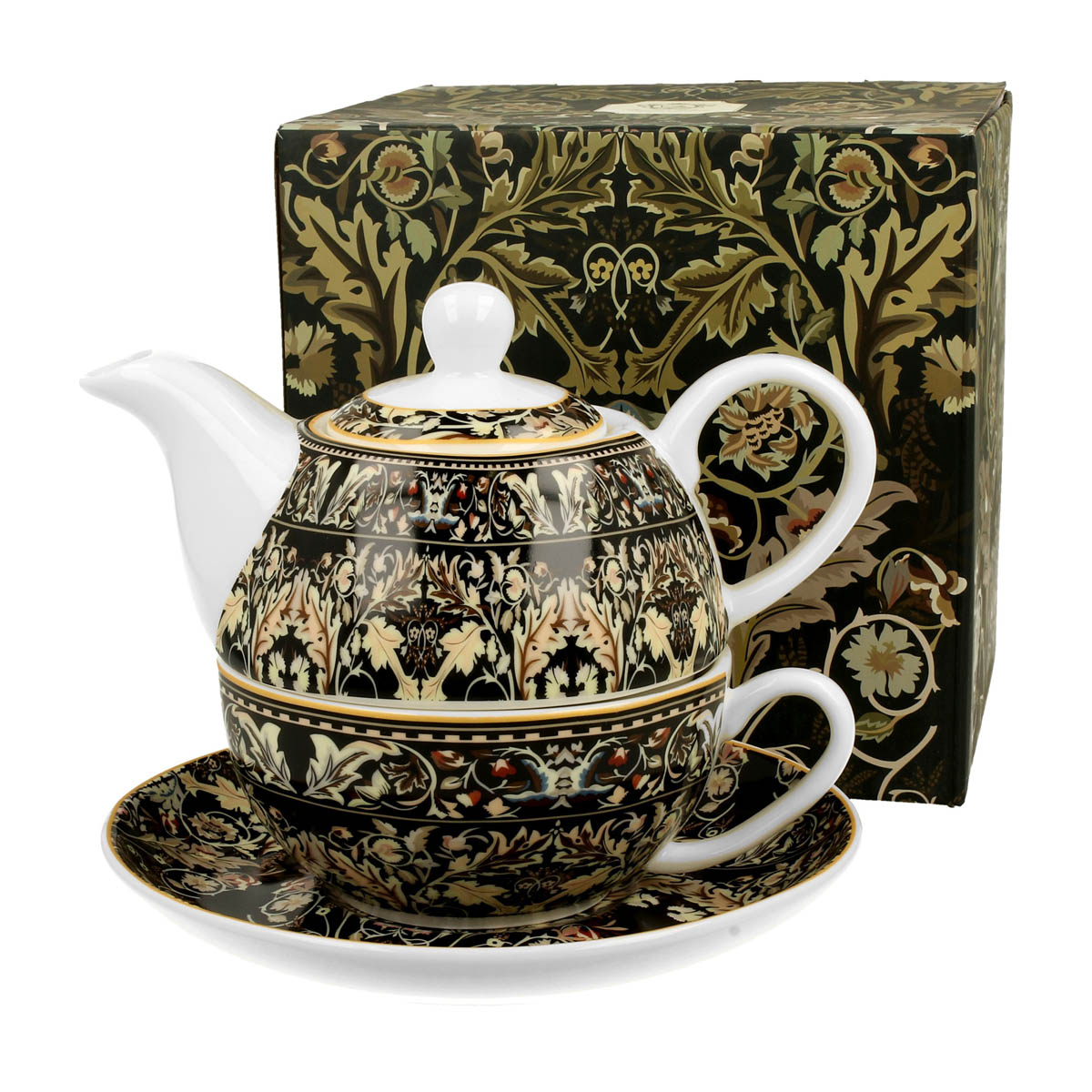 Solitaire porcelaine \'William Morris Collection\' noir marron - hauteur 13 cm - [R8794]