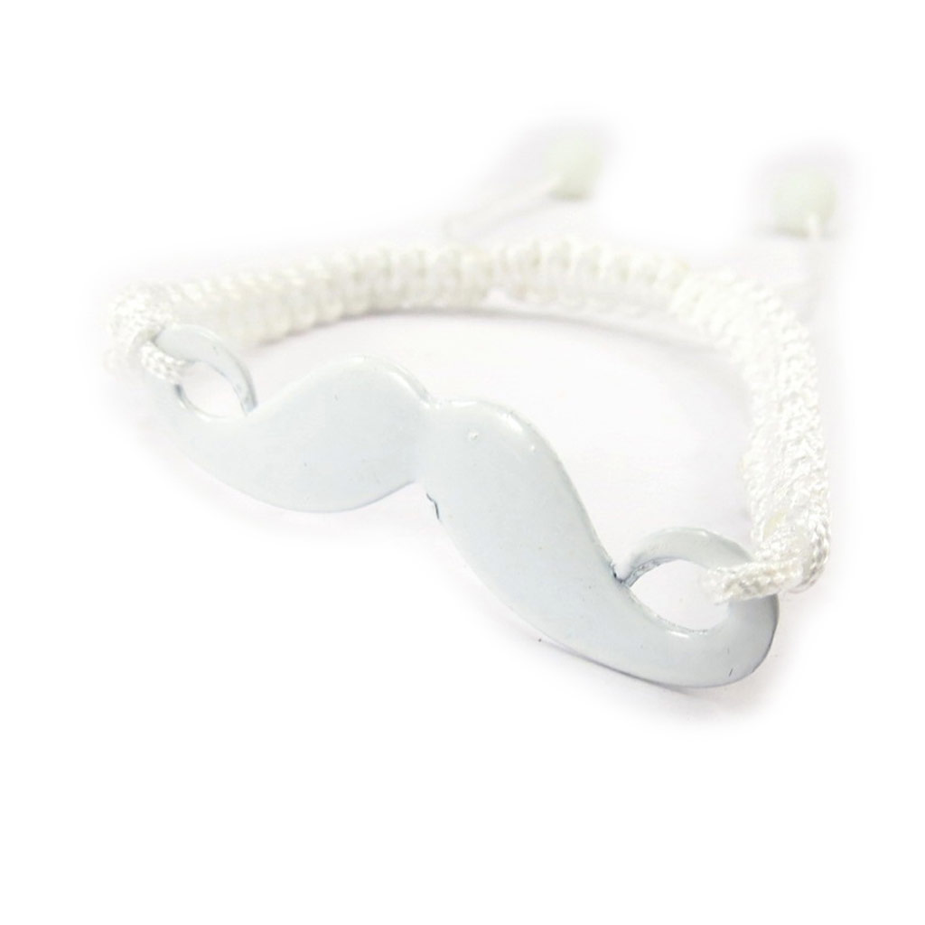 Bracelet shambhala \'Moustache\' blanc  - [K3274]
