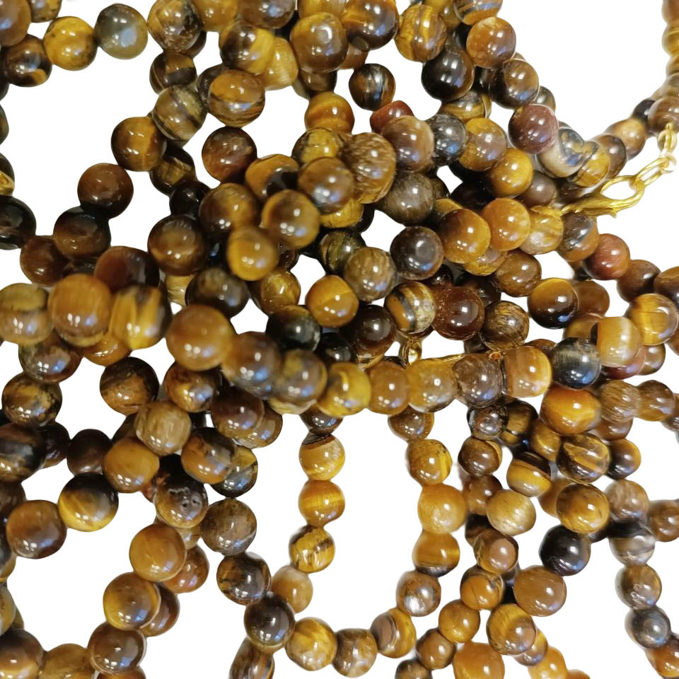 Collier artisanal \'Minéralia\' oeil de tigre - 45 cm 6/7 mm - [R8984]