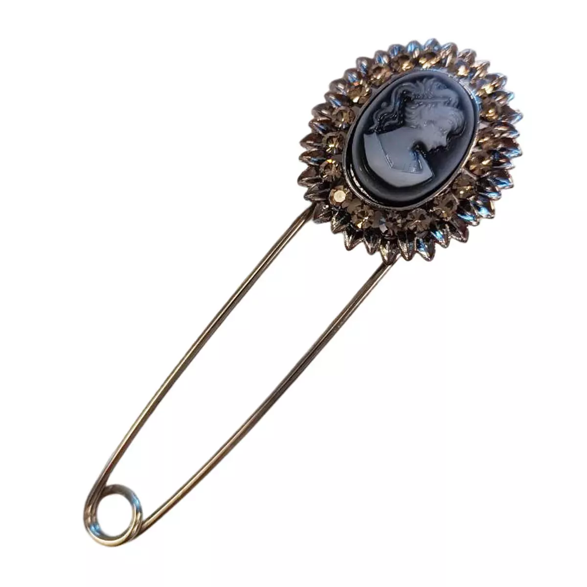 les trésors de lily Broche créateur 'Divine Camée' gris 80x25 mm [R9082]