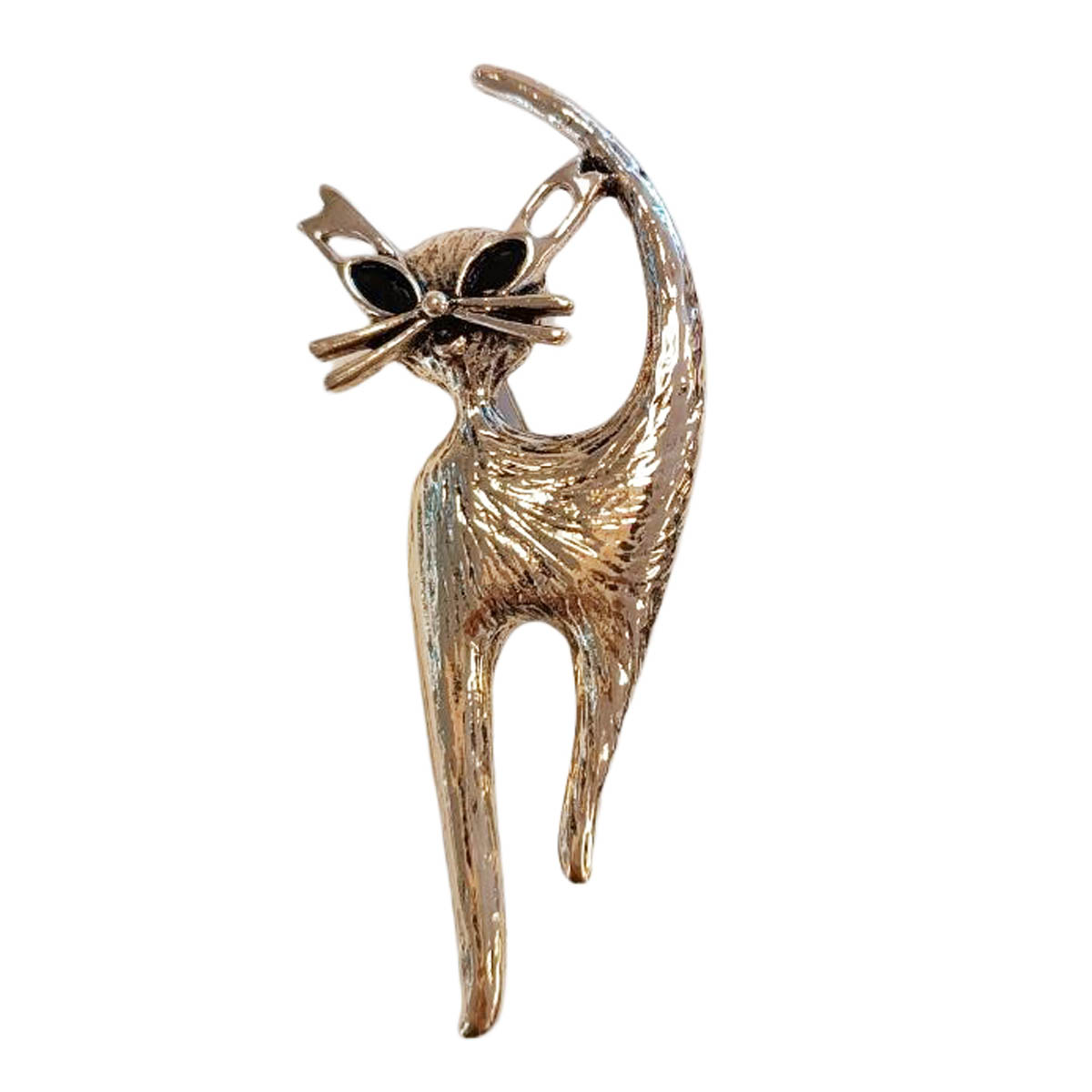 Broche Créateur \'Chat\' doré - 75x30 mm - [R9090]