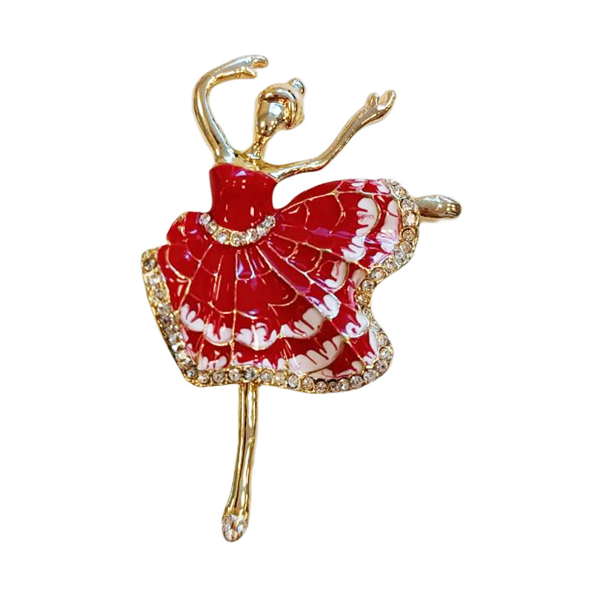 Broche Créateur \'Ballerine\' rouge doré - 50x35 mm - [R9093]