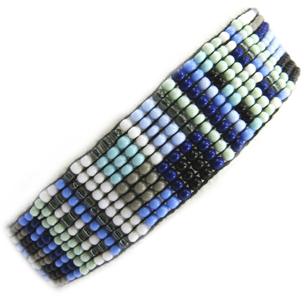Bracelet ethnique \'Katmandou\' bleu - 15 mm - [L6409]