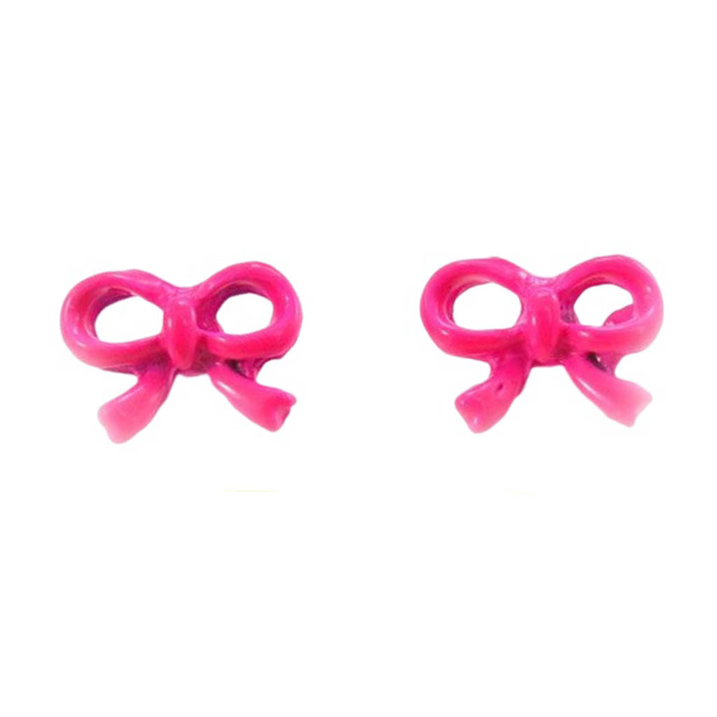 Boucles d\'oreilles \'Nœud Romantique\' rose - 7 mm - [R9213]