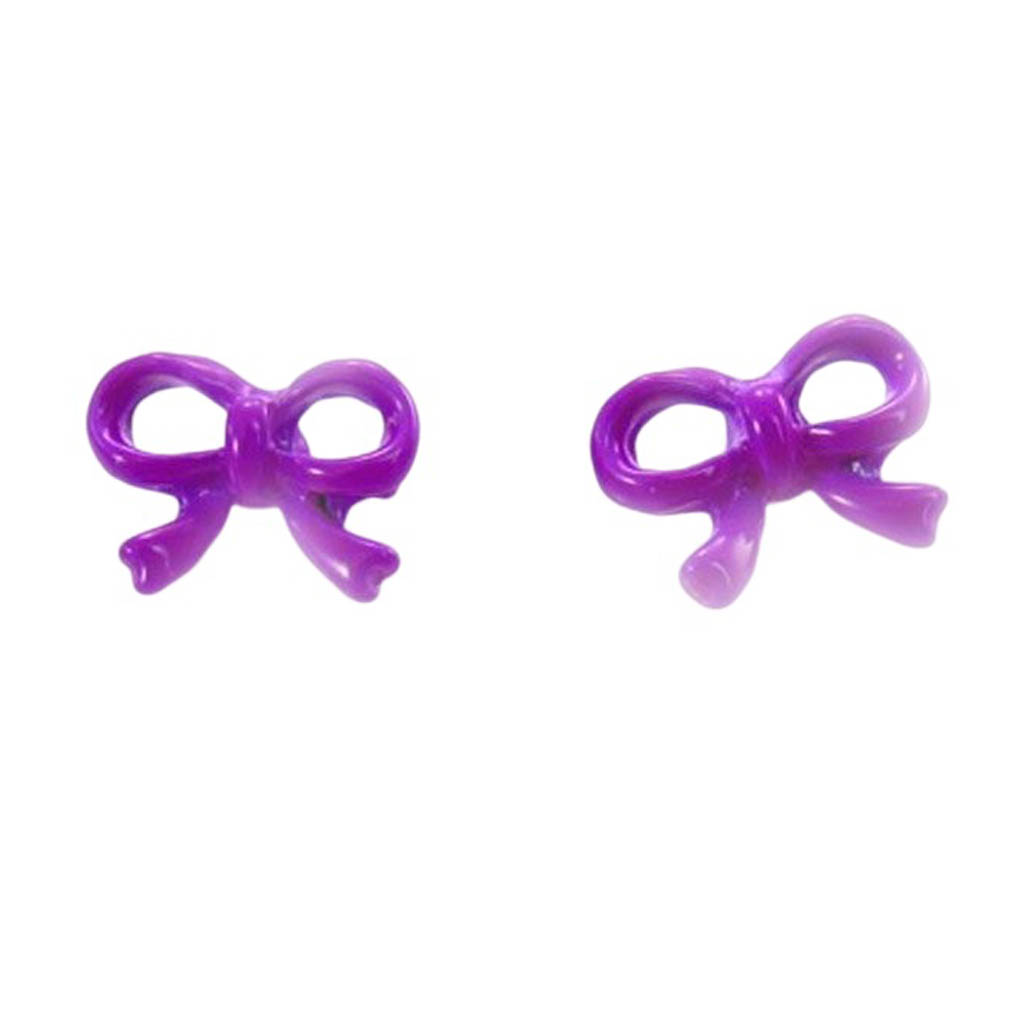 Boucles d\'oreilles \'Nœud Romantique\' violet - 7 mm - [R9219]
