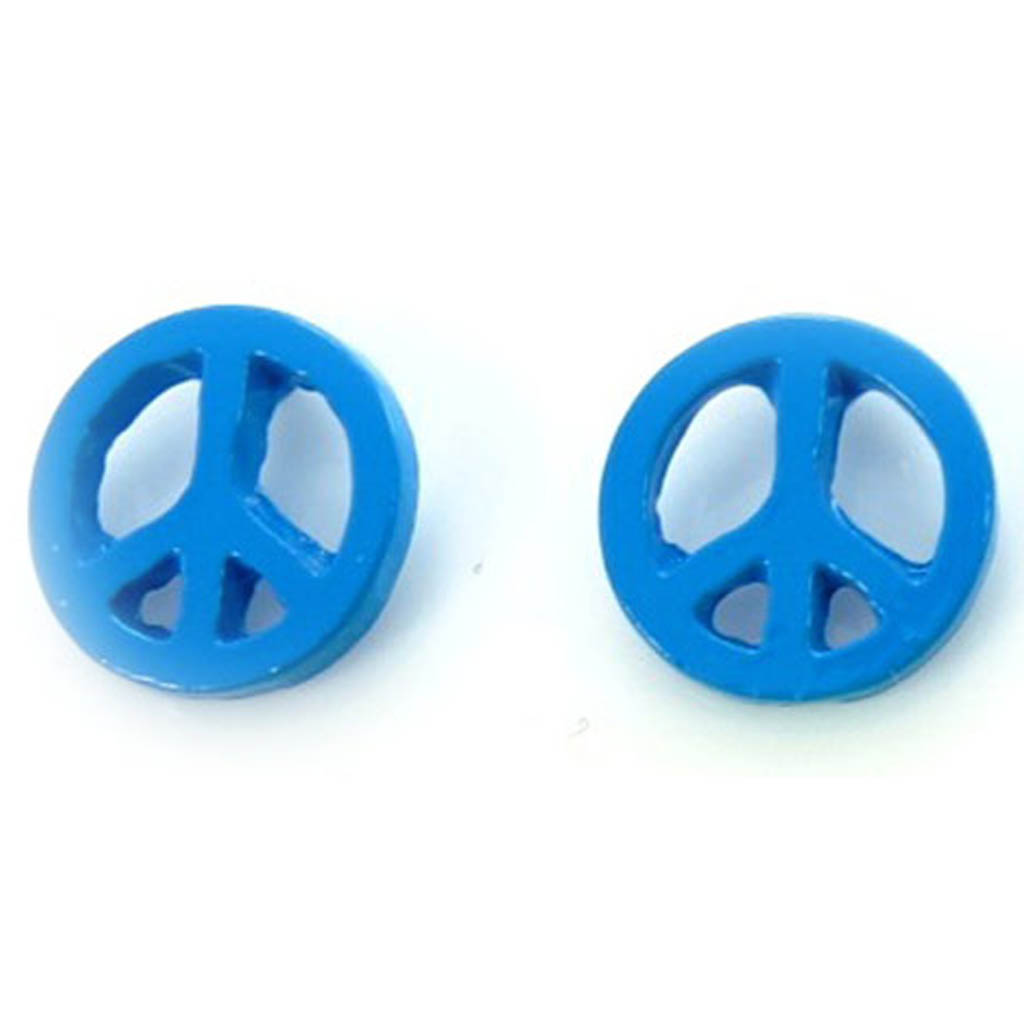 Boucles d\'oreilles \'Peace\' bleu - 10 mm - [R9222]