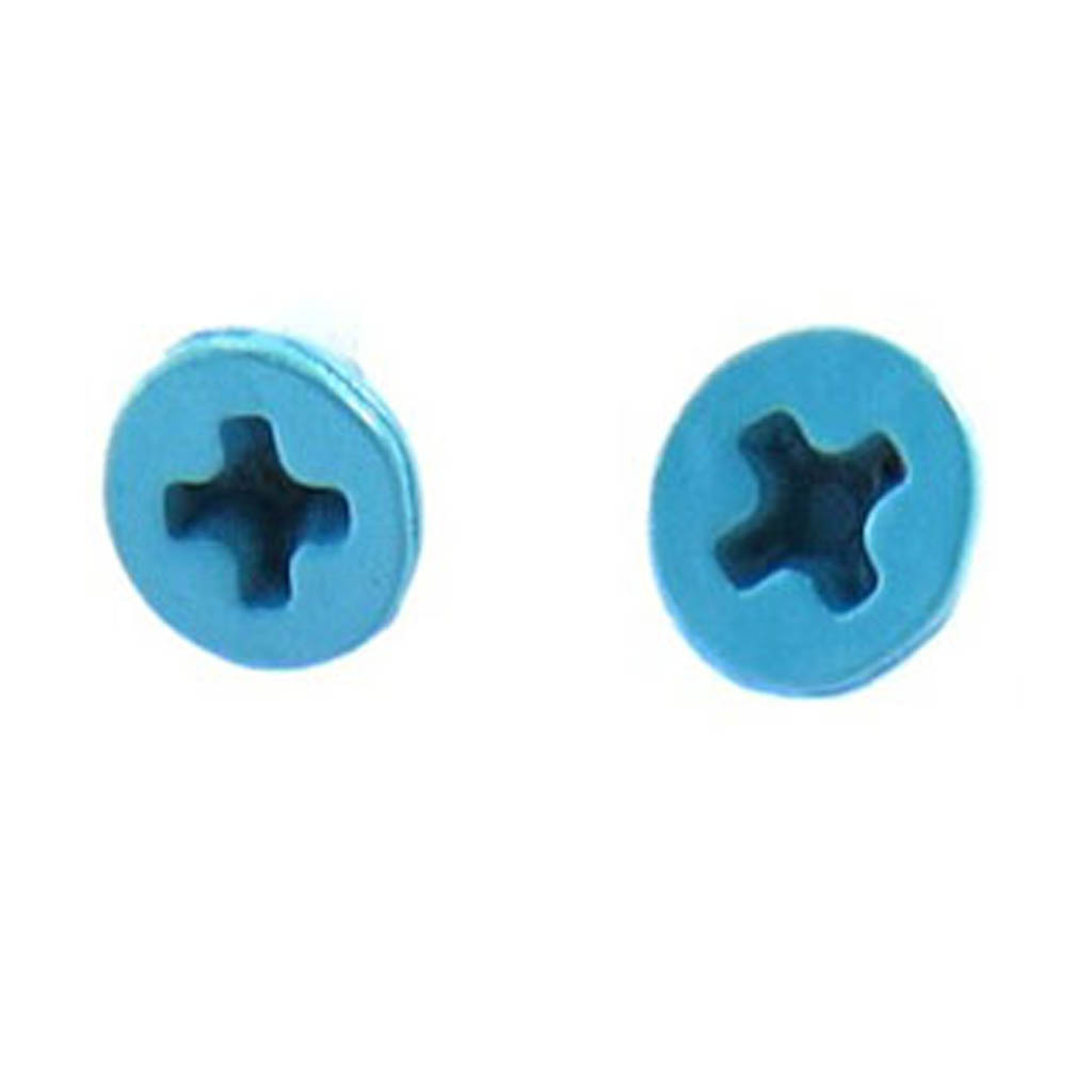 Boucles d\'oreilles \'Vis\' bleu - 7 mm - [R9227]