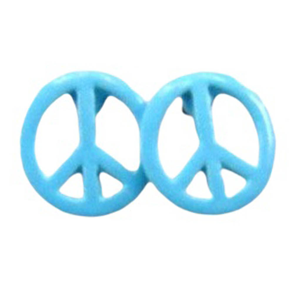 Boucles d\'oreilles \'Peace\' bleu - 10 mm - [R9233]