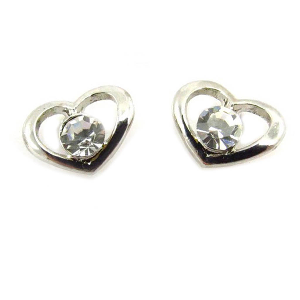 Boucles d\'oreilles \'Love\' blanc argenté - 10x7 mm - [R9257]