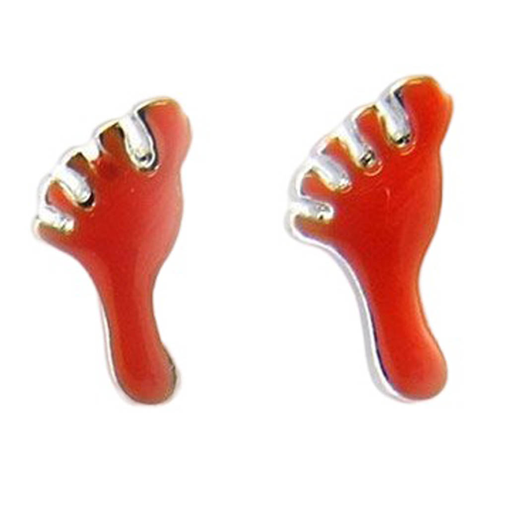 Boucles d\'oreilles \'Pieds\' orange - 12x5 mm - [R9259]
