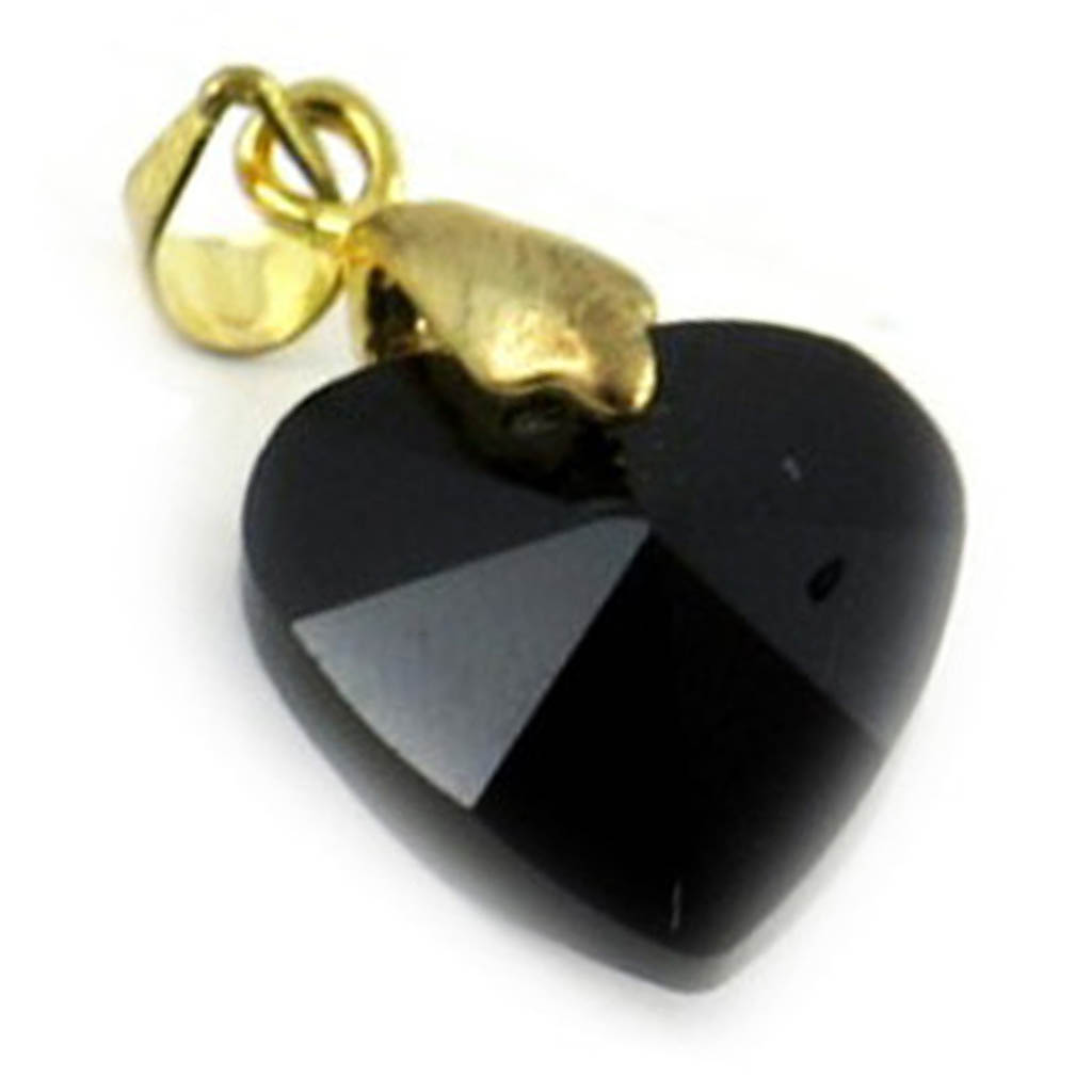 Pendentif cristal \'Love\' noir - 15x15 mm - [R9298]